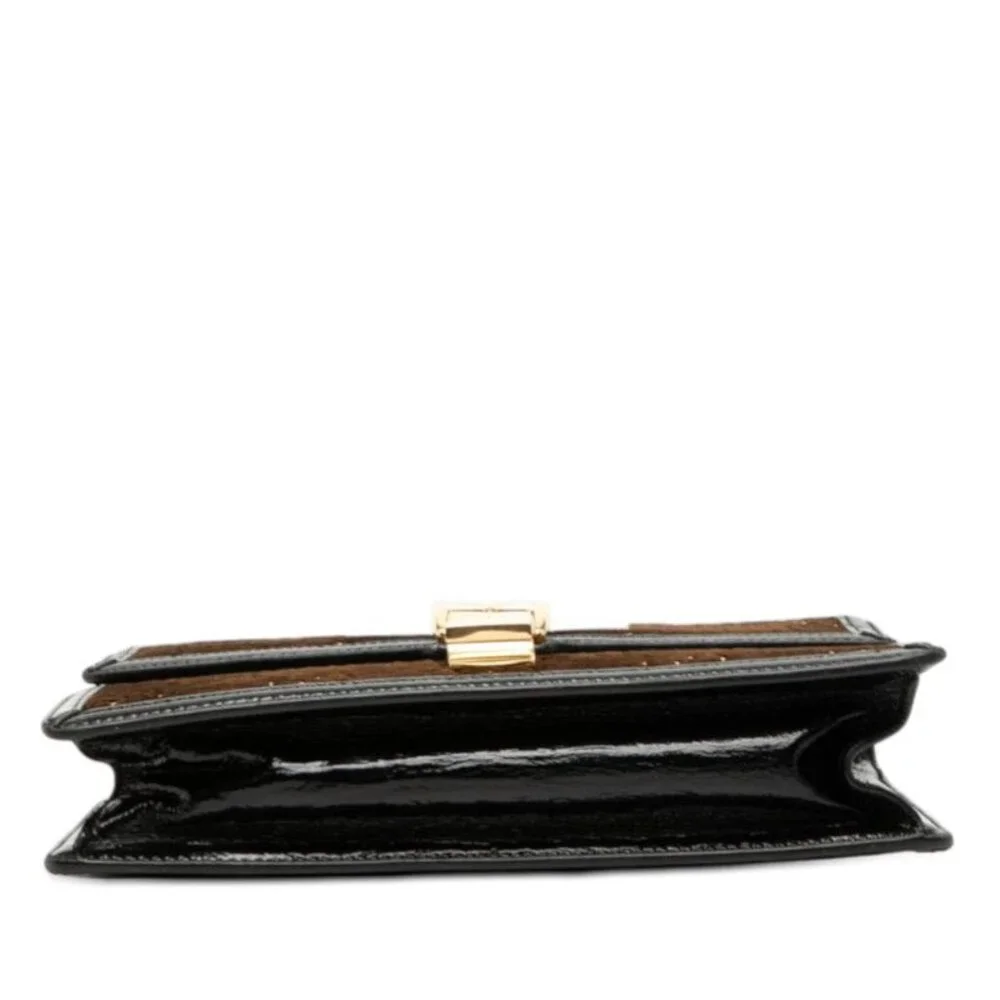 Gucci GG Velvet Sylvie Crossbody Shoulder Bag Brown Black - Picture 3 of 7